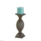 wakatobi Traditional Classic Tuscan 10" Tall Pineapple Pillar Candle Holder Stand Deco
