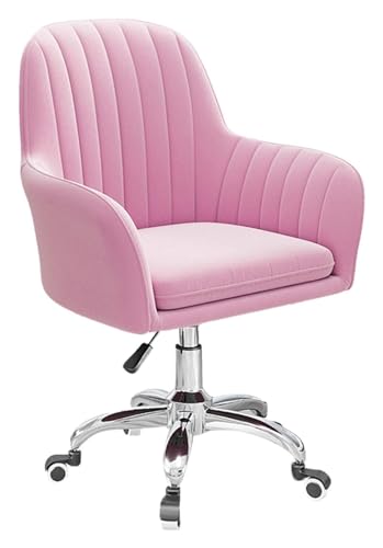 Chaise de bureau exécutive en velours rose pour chambre et télétravail