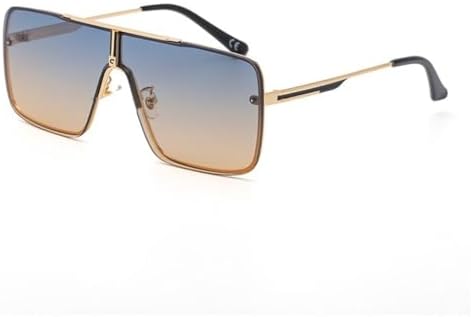 Oversized Steampunk One-Piece Sunglasses For Men Rimless Punk Sun Glasses For Male Vintage Eyewear Shades