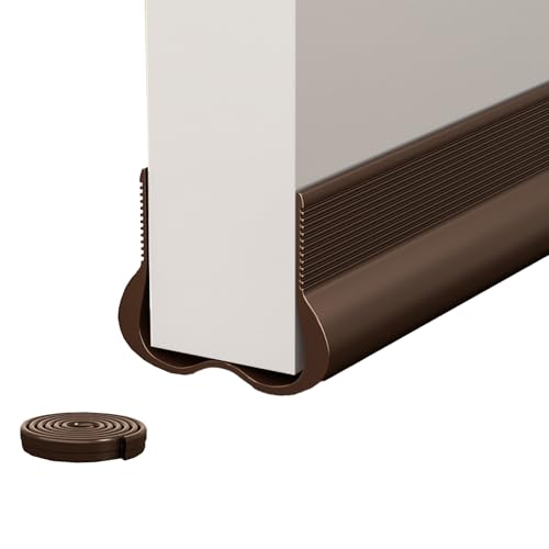 Hinapan 1 junta autoadhesiva para puerta inferior, cinta de sellado de silicona, burlete contra el frío, el ruido, el polvo y los insectos, se puede cortar, 8 almohadillas adhesivas fuertes (marrón)