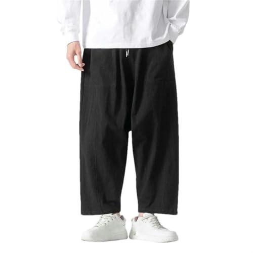 Pantalon à jambe large homme coton lin respirant style chinois rétro été