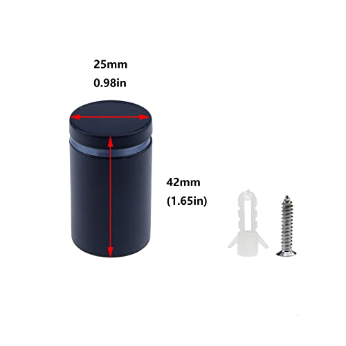 Image of Antrader Glass Standoff 1 inchx1-1 /2 inch, Stainless Steel Sign Standoff Screws, Hollow Advertising Standoff Mounts,Glass Acrylic Nail, Pack of 12, Matte Black