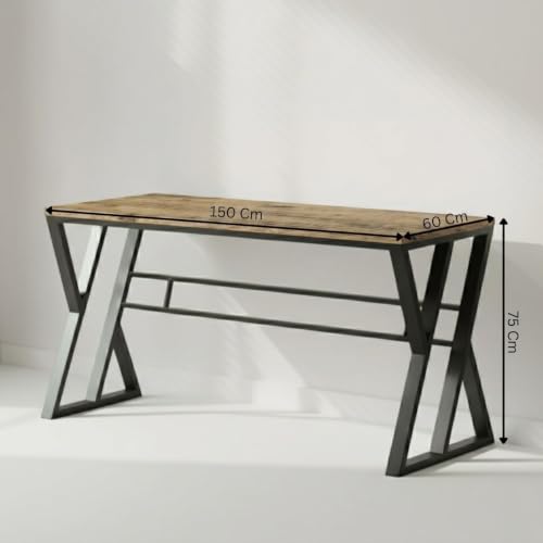 Image of TEKAVO Jimmy Study Table for Home & Office | Computer Table for Home pc | Wooden Gaming Workstation Desk with Heavy Duty Metal | 150 cm Table | Forest Wood, Metal | DIY