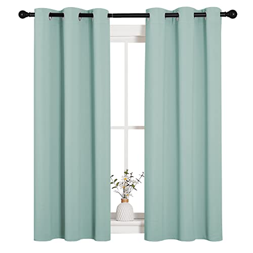 Image of NICETOWN Window Curtain Panels, Thermal Insulated Solid Grommet Blackout Draperies /Drapes for Loft, Dorm (Aqua, One Pair, 34 by 54-inch)
