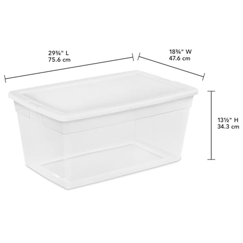 image for Sterilite 4-Pack 90 Quart Storage Box, Stackable Clear Plastic Bins wi