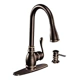 Moen CA87003BRB Single Handle Kitchen Faucet with Pullout Spray from the Anabelle Collection, Mediterranean Bronze
