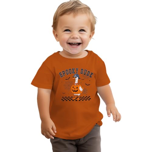 CM C&M WODRO Kid Spooky Dude Goose Pumpkin T-Shirt Short Sleeve Tee Tops