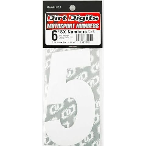 Dirt Digits 5 6IN WHITE SUPER X DIGITS 3/PK SX63W-5 09-6505 Cover