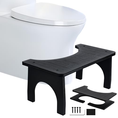 YYTECH Toilettenhocker Erwachsene Bambus Toilettenhocker Rutschfester Ergonomischer Wc Hocker für Badezimmer für Bekämpft Verstopfung Blähungen Bequeme Ausscheidung