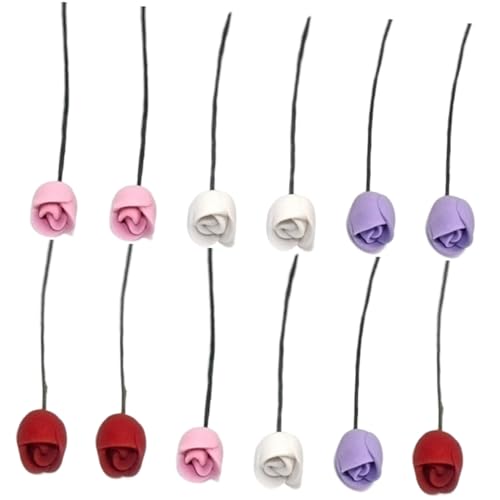 Alipis 36pièces Bouquet Miniature De Tulipes Accessoires De Maison De Poupée Décoration Fleurs Artificielles pour Chambre Ado Et Saint Valentin Couleurs