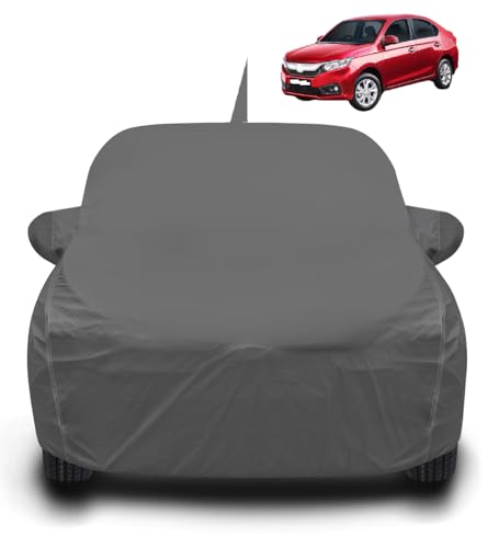 Image of Auto Hub Waterproof Car Cover Compatible with Amaze(Model : 2013-2017) with Antenna & Mirror Pockets, Soft Cotton Lining, Amaze Car Cover Waterproof, Grey