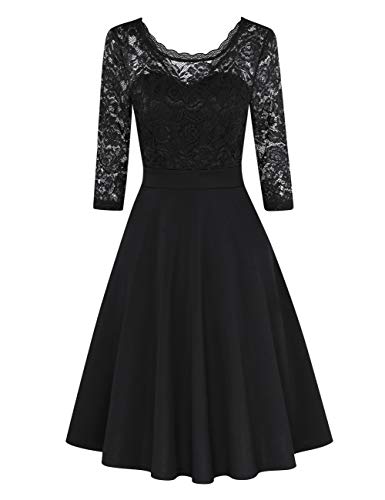 Clearlove Damen Kleider Elegant Spitzenkleid 3/4 Ärmel Cocktailkleid...