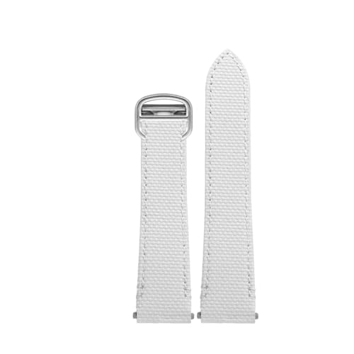 FKM ���o�[���v�o���h Cartier Santos De WSSA0009 WSSA0010 �ƌ݊�������A�N�C�b�N�����[�X�����p�t�b�f�S���X�g���b�v 19mm 21mm(A-White-Silver,21mm)