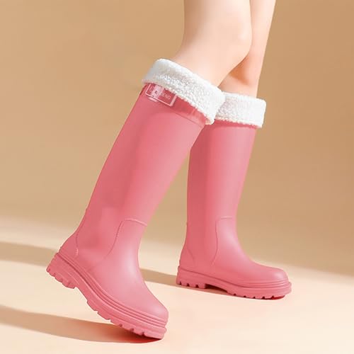 Kswlwccpp Gummistiefel Damen Bunt, Hoch Rutschfest Breite Füße Regenschuhe Gummistiefel Bequem Weit Wasserdicht Festival Boots Outdoor 37 Weitschaft Gummistiefeletten Regenstiefel