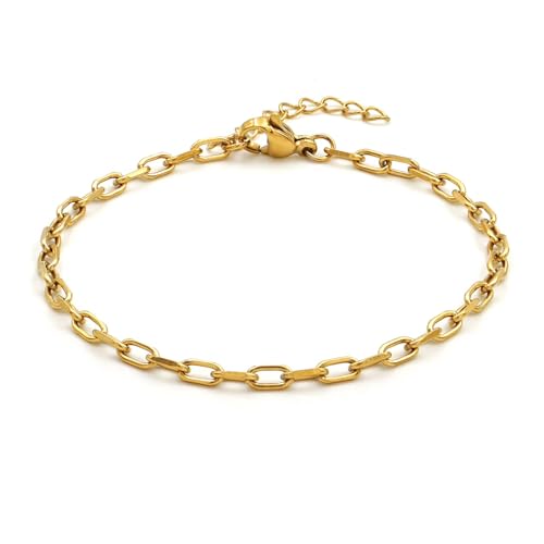 Vintageparts - Pulsera de acero inoxidable 304 (16 cm, 2,5 cm), color dorado