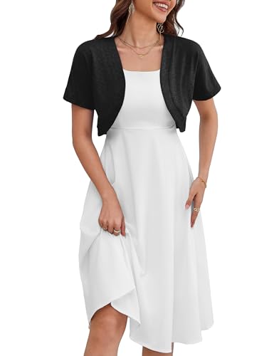 a.Jesdani Women's Versatile Open Front Lightweight Short Sleeve Bolero Shrug Cardigan S-1X