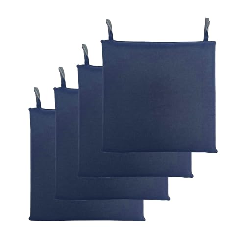 Goodgoods 18.5 x 18.5 Outdoor Chair Cushions Set of 4, Fade-Resistant & Water-Resistant Patio Seat Cushion Pads with Ties, 30D High-Resilience Foam for Dining Room Kitchen Chairs, Midnight