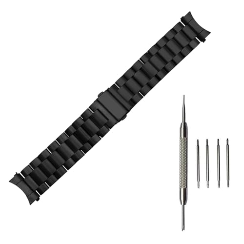 YONGNAGUI NASUNJIA Conector curvo de 22 mm Correa de acero inoxidable compatible con Samsung Galaxy 4 6mm Gear S3 Classic Frontier Band Pulsera de muñeca Galaxy Watch 3(Black,22mm)