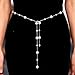 Longita Silver Chain Belt for Women Fashion Plus Size Pearl Waist Chains Metal Waist Belt Chain Trendy Adjustable Belly Belts for Women Dress