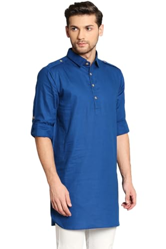 In-Sattva Men's Pullover Pathani Rollup Sleeve Kurta Tunic with Shoulder Strap3