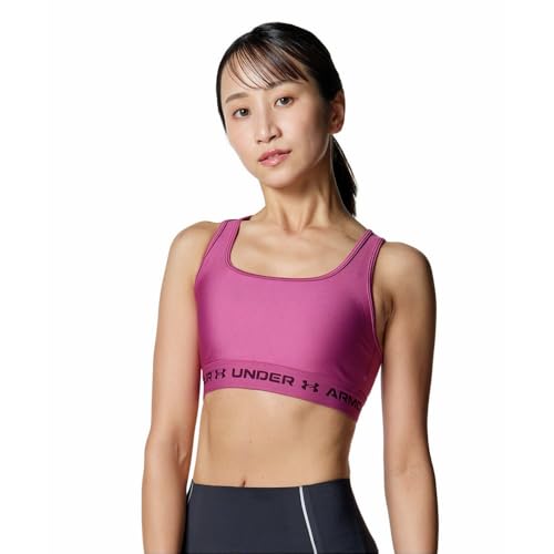 Under Armour Damen Crossback Mid Bra, Sport BH mit mittlerer Unterstützung und herausnehmbaren Körbchen, kühlender, schweißableitender BH,Fuchsia Dusk / / Dark Maroon,SM