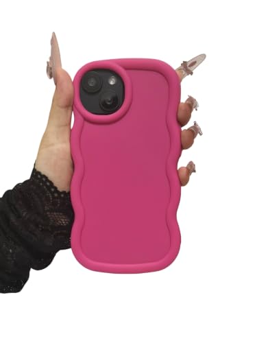 Coque iPhone 15 ondulée bouclée rose flashy en TPU souple antichoc