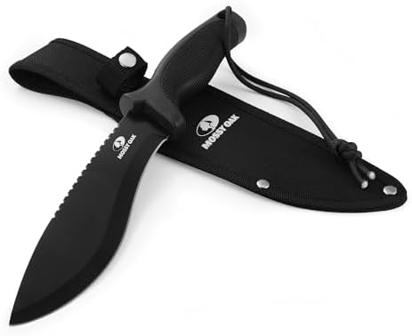 Mossy Oak 11.5'' Machete for Yard Work, Survival Kukri Machete Knife with Sheath, EDC Gear, Ergonomic Anti-Slip Handle, Stainless Steel Machetes for Cutting Trees, Gardening, Bushcraft and Hunting