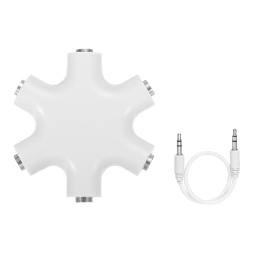 Divisor de auriculares 3.5 mm de 5 puertos con cable AUX para audio estéreo compartido