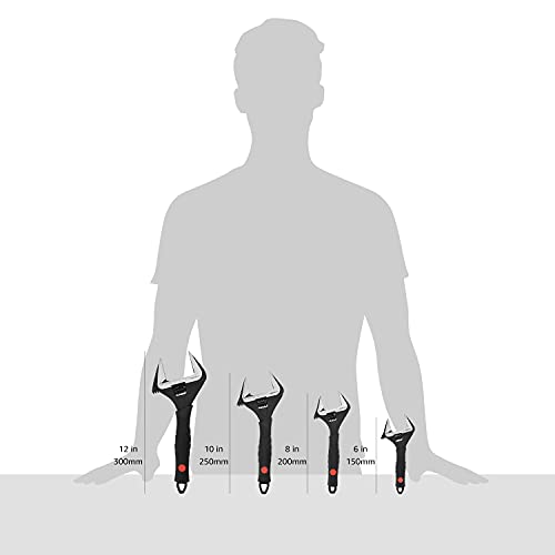Amazon Basics 4-Piece Plumbing Adjustable Wrench with Soft Grip, Wide Mouth, Includes: 6-inch (150mm), 8-inch (200mm), 10-inch (250mm), 12-inch (300mm), 4 Sizes Bundle