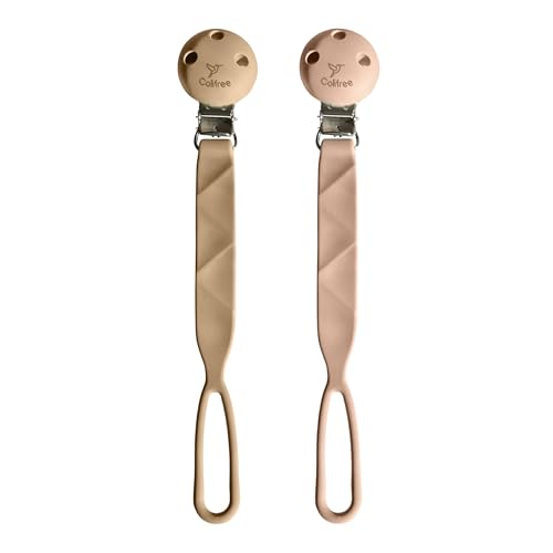 Colifree® - Chupetero, broche pinza todo Silicona para chupete, cadena chupete bebe extra flexible, sujeta chupete extra pinza, +0 meses para chupetes de anilla, Seguro y agradable al tacto