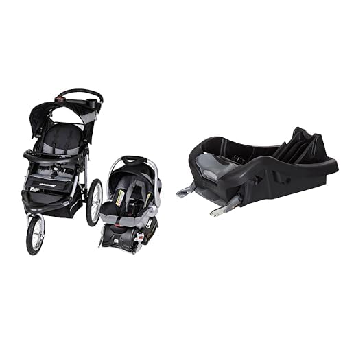 Image of Baby Trend Expedition Jogger Travel System, Millennium White + 2nd Secure 35 Infant Car Seat Base