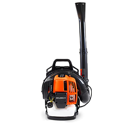 BOUDECH Souffleur à Dos 2 Temps 52 CC 1,5 KW Semi-Professionnel avec Dossier Ergonomique avec Bretelles rembourrées et Ressorts Anti-Vibrations
