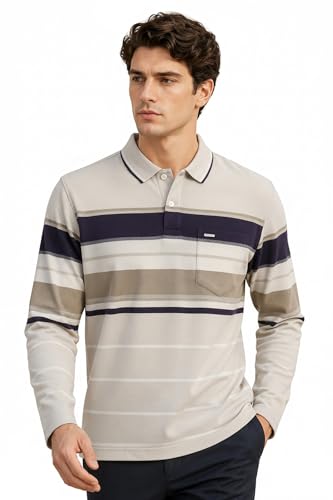 Image of Full Sleeve Polo T Shirt for Men Cotton with Pocket and Collar - Regular Fit Tshirt
