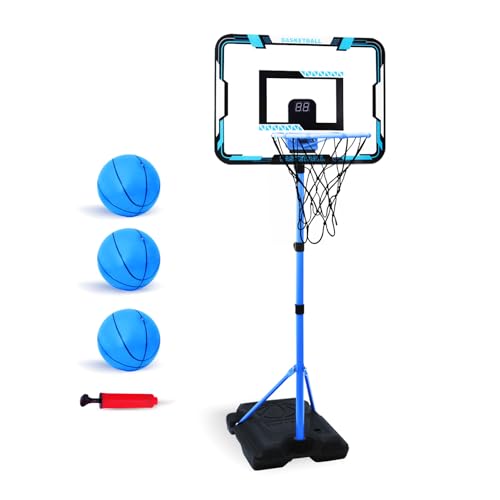 Nattork Kids Basketball Hoop Adjustable Height Toddler Basketball Hoop Stand Indoor Outdoor Basketball Goal Toy for Boys Girls Ages 3~8 Years Old Includes 3 Balls Ideal for Birthday Gift