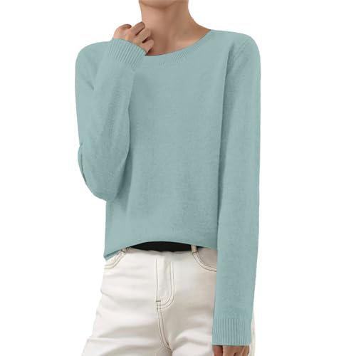 Cashmere Sweaters for Women Crew Neck Long Sleeve Knitted Pullove...
