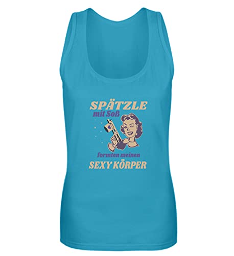 Débardeur Spätzle femme turquoise vêtement à proverbes souabes taille S