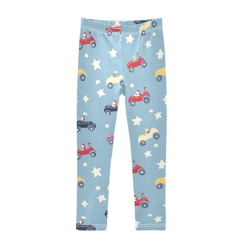 Cute Car Stars Girls Leggings Ultra Soft Compression Yoga Gym Pants for Kids 4-10T