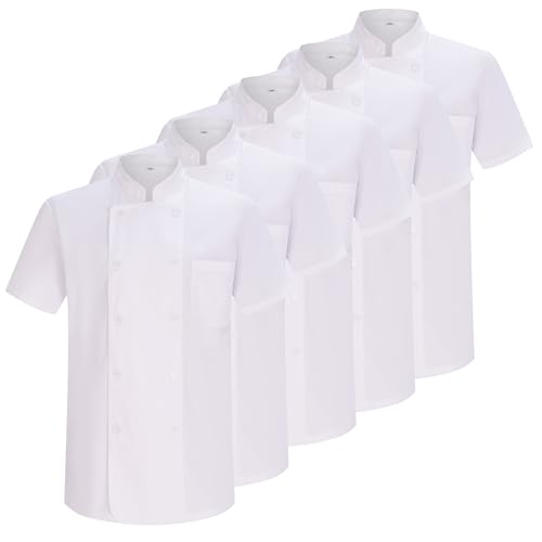 MISEMIYA Herren Confezione 5 Unità-Giacche Da Chef Mz-5-8421b Chef's Jacket, Weiß, XXXL (5er Pack)