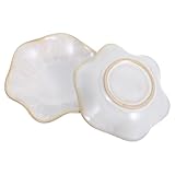 BESPORTBLE 2 Platos Joyero de Cerámica Forma Hoja de Loto Bandejas Pequeñas Multifuncionales para Anillos Pendientes Collares y Pulseras Color Blanco Marfil Organizador Compacto para