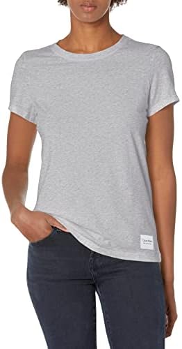 Calvin Klein Women's Premium Performance Crew Neck T-Shirt (Standard and Plus), Deep Pearl Grey, Large
