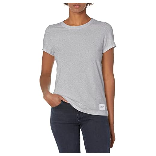 Calvin Klein Women's Premium Performance Crew Neck T-Shirt (Standard and Plus), Deep Pearl Grey, X-Large