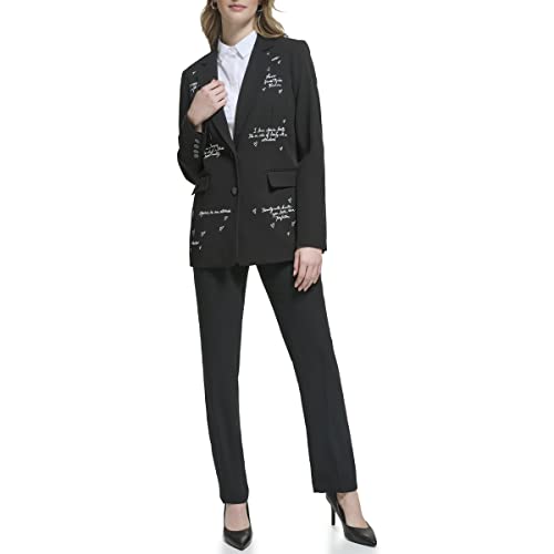 KARL LAGERFELD Women's Fitted Blazer with Script Detail2