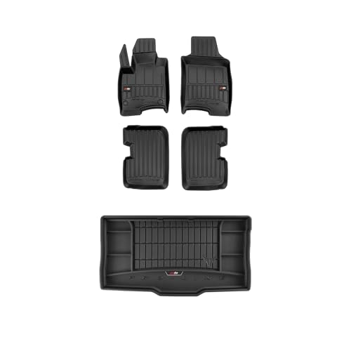 Un set: tappetini auto 3D e vasca baule con logo perfettamente adatti - realizzati su misura per Fiat Panda III (dal 2011, berlina, non si adatta all'ibrido)