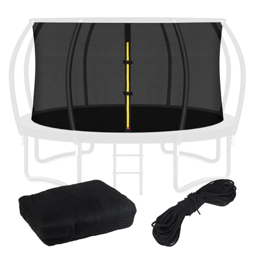 Top Ring Trampoline Enclosure Net Replacement-for 14ft 8 Curved Poles Top Ring System, 14' Round Safety Net Only, Trampoline Accessories with Protection Buckles Adjustable Straps Zipper