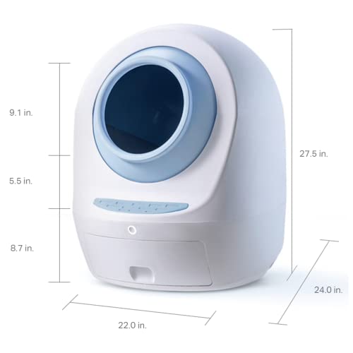 Smarty Pear Leo's Loo Too Bundle Blue- No Mess Automatic Self-Cleaning Cat Litter Box Includes Charcoal Filter, Built-In Scale, Smart Home App With Voice Contol #TOP2