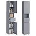 VASAGLE Mobile da Bagno, Mobiletto Portaoggetti, Alto, con Cassetto, Ripiani Regolabili, Scomparti, 30 x 30 x 170 cm, Grigio Tortora BBC560P36