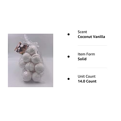 Spa Pure Coconut Vanilla Bath Bombs: 14 Coconut Vanilla Bath Bomb Fizzies With Shea Butter (Ultra Moisturizing) 1 Oz Each Great For Dry Skin (Coconut Vanilla) #TOP5