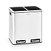 KLARSTEIN Trash Gordon - Pattumiera per Raccolta Differenziata, Cestino 30 L con 2 Bidoni da 15 L, Riciclo, Materiale: PP/Alloggiamento in Acciaio Inox, Maniglie, Acciaio Inox Spazzolato
