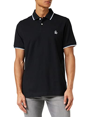 Original Penguin Men's 56 Tipped Sticker Pete Slim Fit Polo Shirt, Black (True Black ), Small