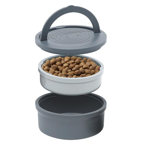 Kind Bowls, cuencos de viaje para perros, cuencos portátiles para mascotas, apto para microondas y lavavajillas, cuenco interior con capacidad de 10 onzas y cuenco exterior con capacidad de 20 onzas
